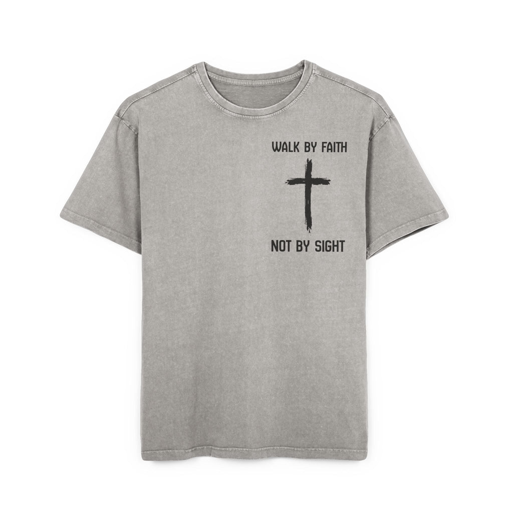 Men's Acid Washed Faith Tee, Oversized Christian T-Shirt, Casual Wear, Gift for Believers, Streetwear