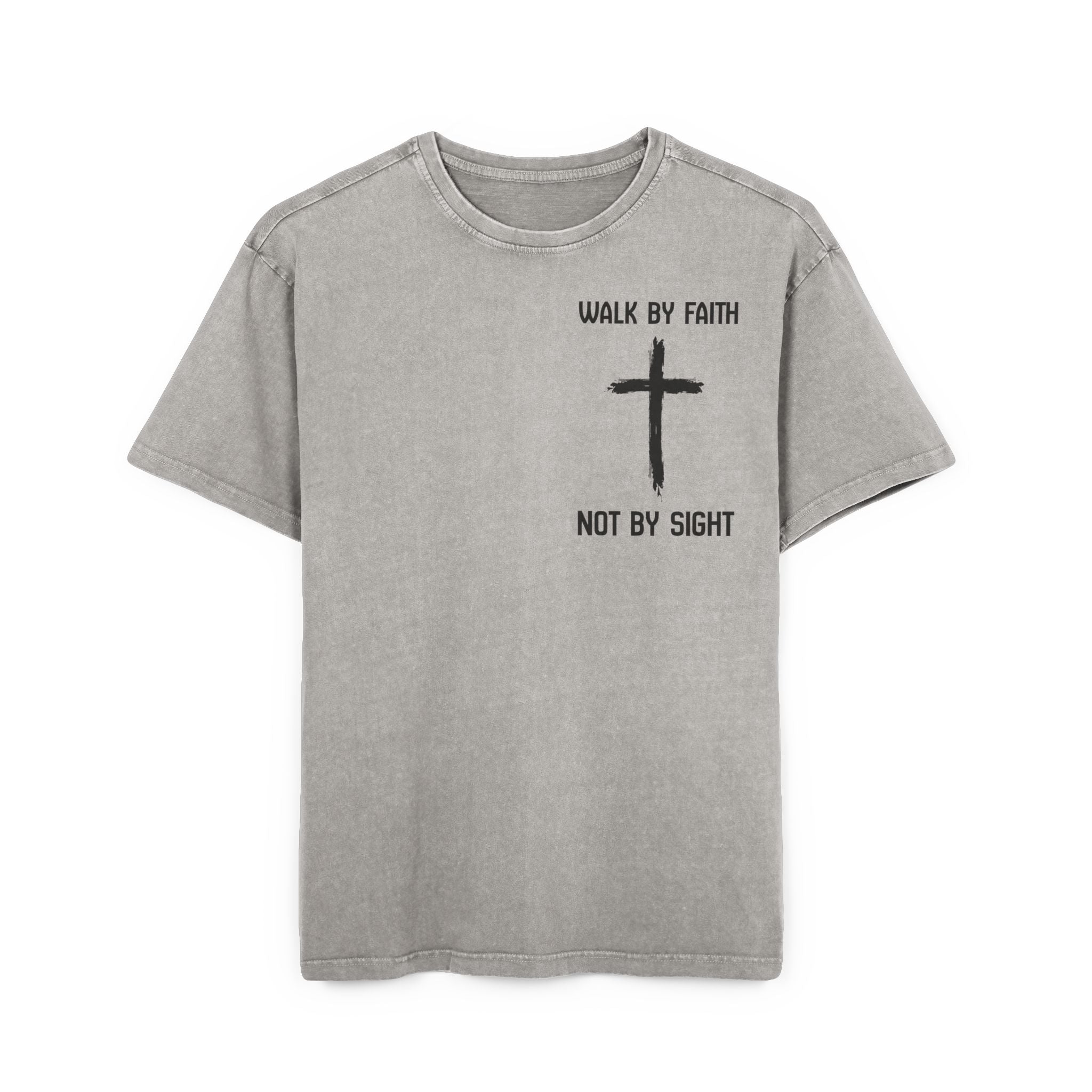 Men's Acid Washed Faith Tee, Oversized Christian T-Shirt, Casual Wear, Gift for Believers, Streetwear