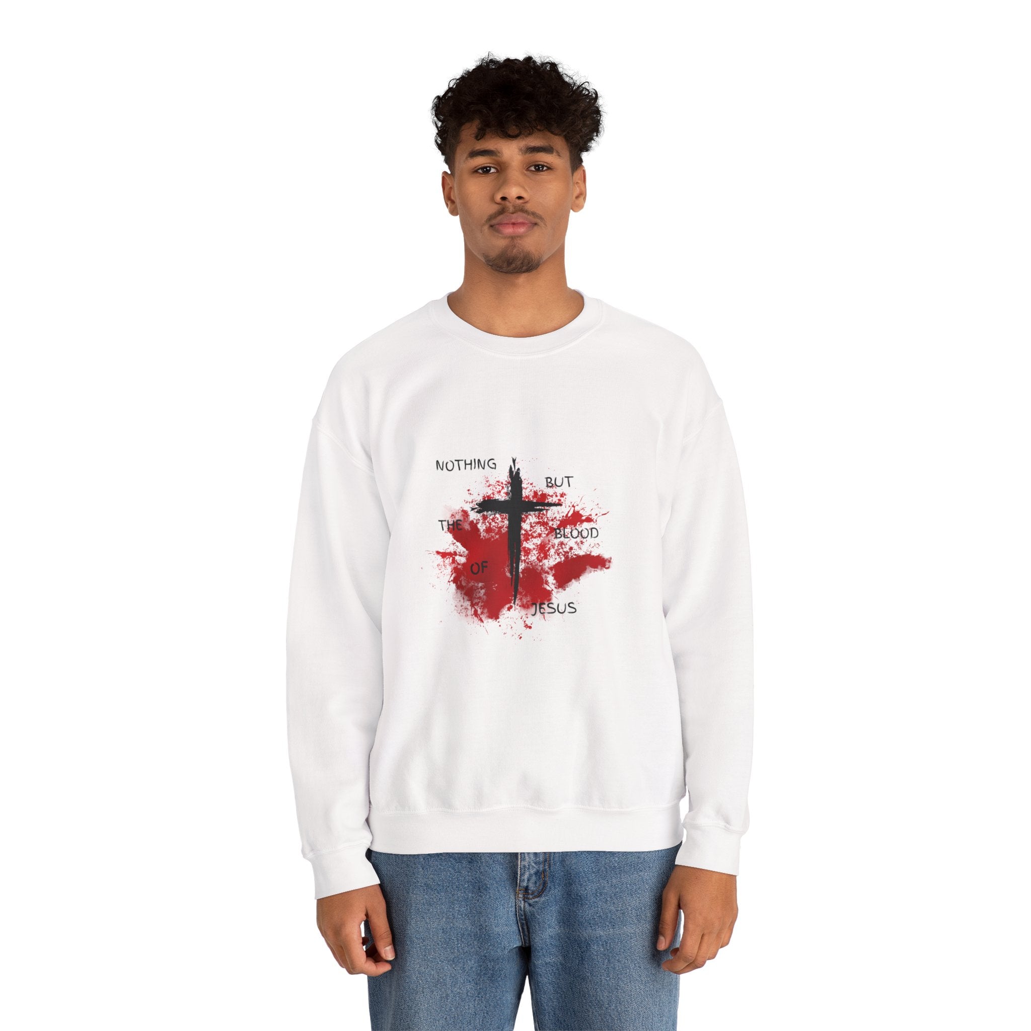 Unisex Heavy Blend Crewneck Sweatshirt - 'Nothing But the Blood of Jesus' Inspirational Sweatshirt, Faith-Based Apparel, Perfect for [...]