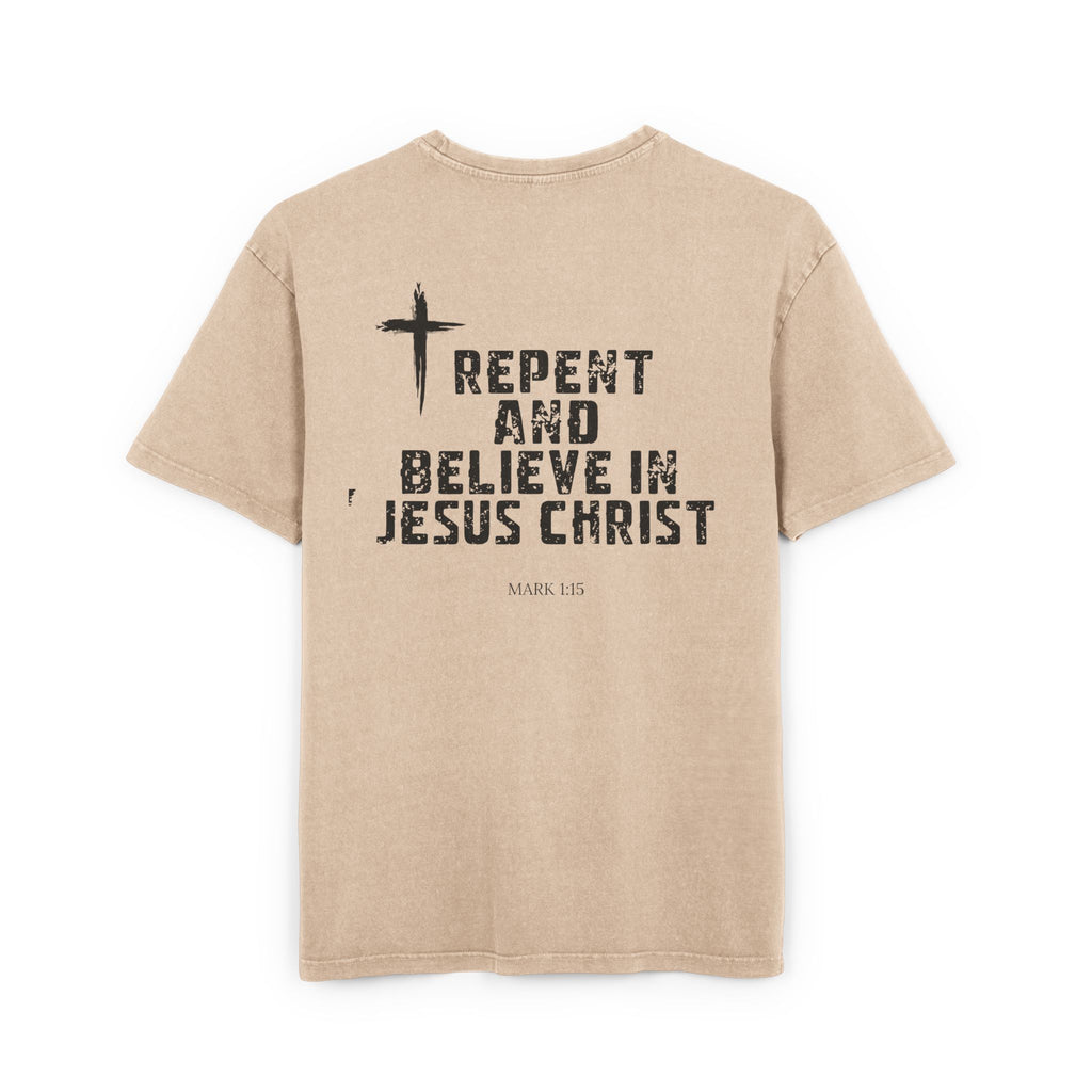 Men's Acid Washed Faith Tee, Oversized Christian T-Shirt, Casual Wear, Gift for Believers, Streetwear
