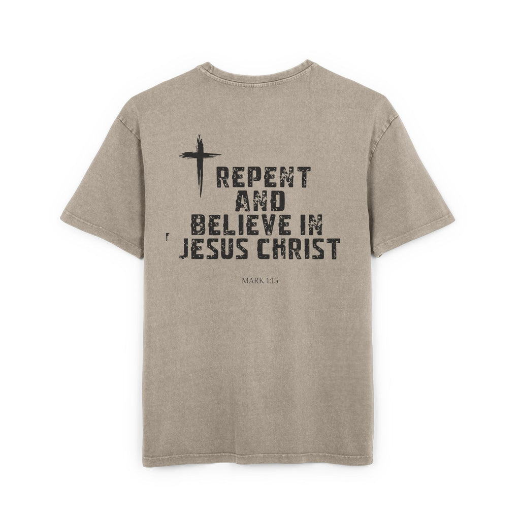 Men's Acid Washed Faith Tee, Oversized Christian T-Shirt, Casual Wear, Gift for Believers, Streetwear