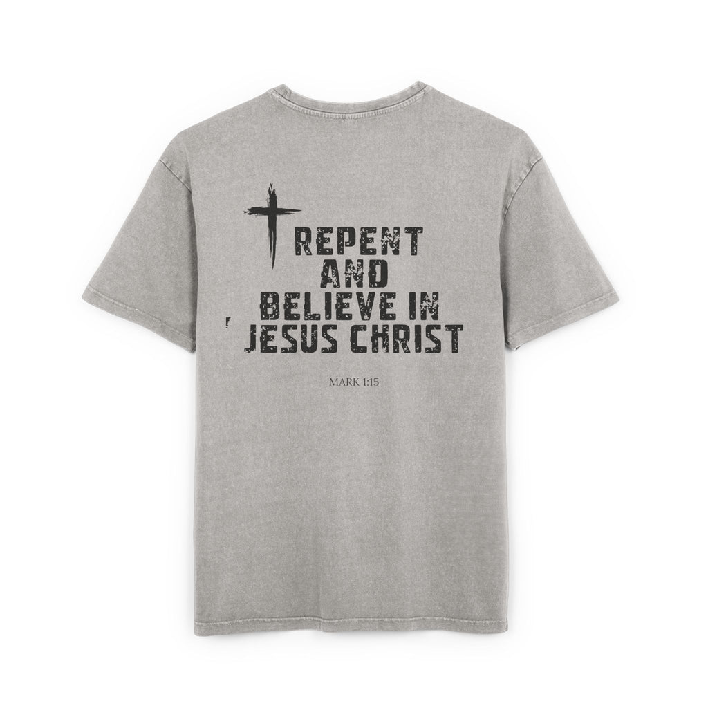 Men's Acid Washed Faith Tee, Oversized Christian T-Shirt, Casual Wear, Gift for Believers, Streetwear