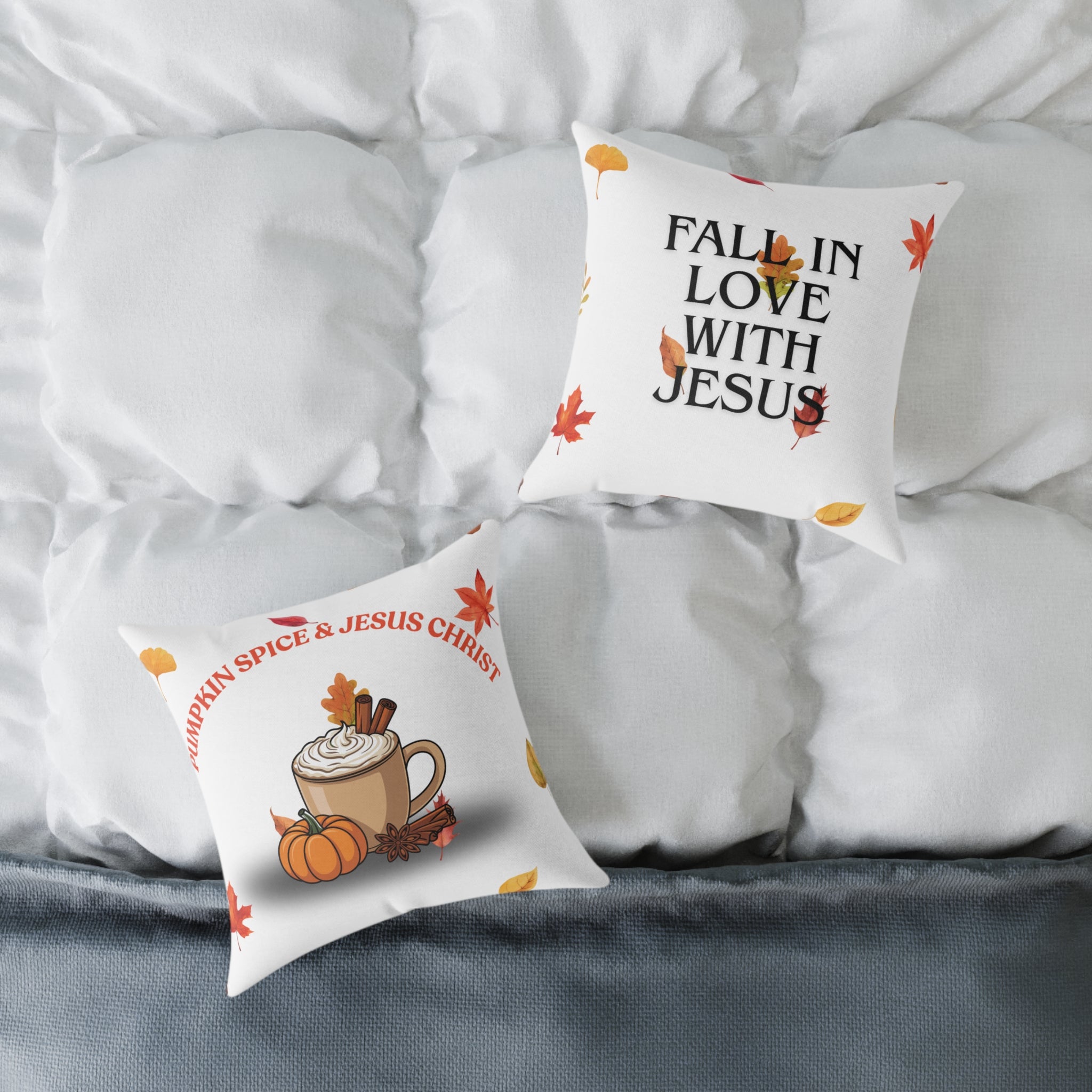 Autumn Christian Pillow, Fall Decor, Pumpkin Spice Home Accent, Jesus Christ Gift, Cozy Thanksgiving Decor
