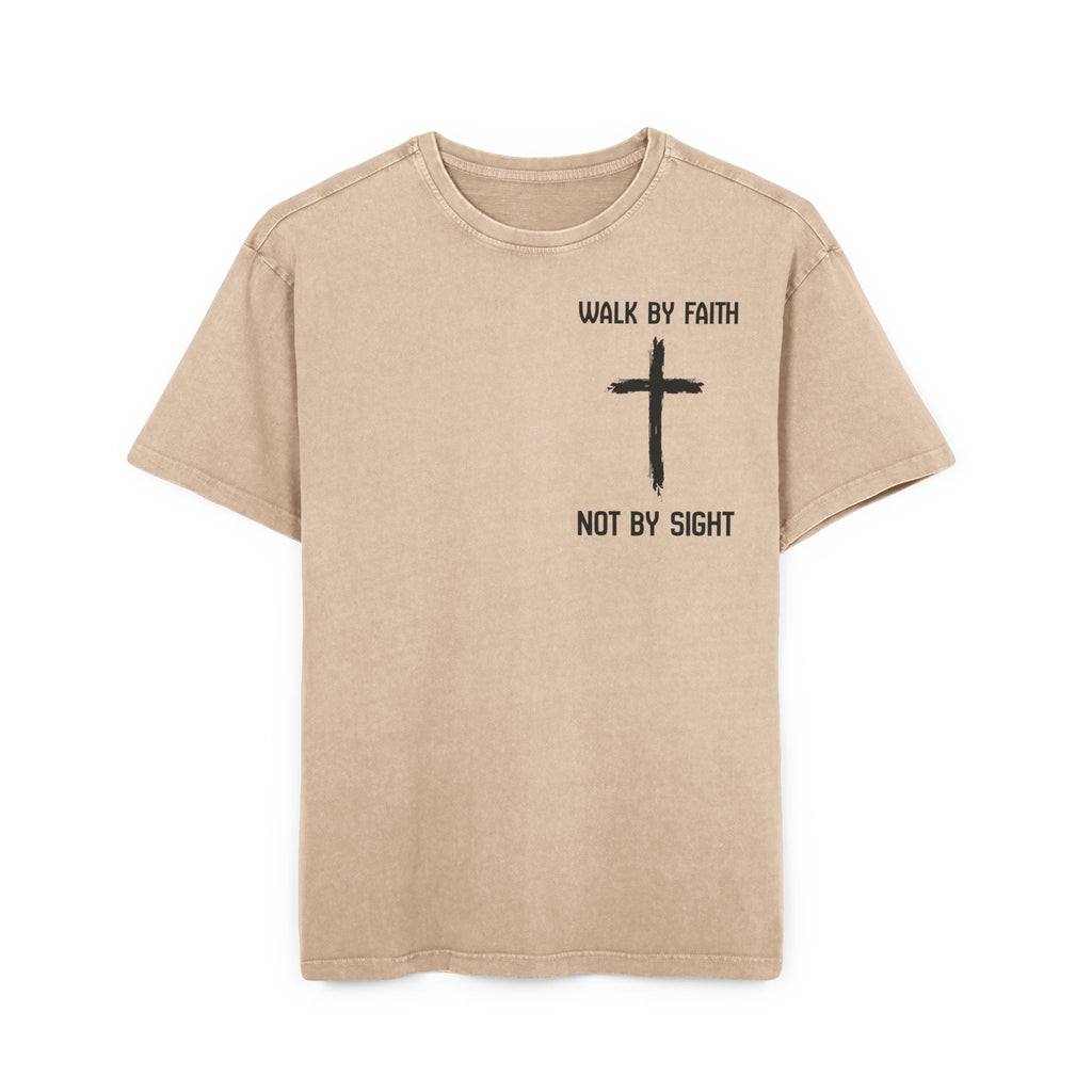 Men's Acid Washed Faith Tee, Oversized Christian T-Shirt, Casual Wear, Gift for Believers, Streetwear