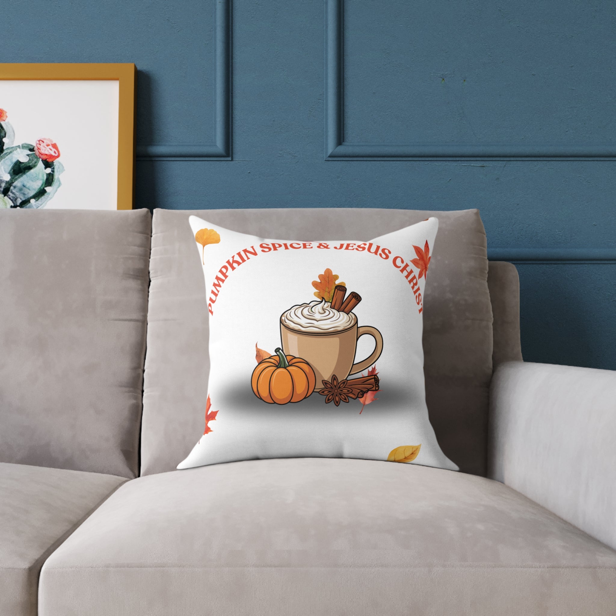 Autumn Christian Pillow, Fall Decor, Pumpkin Spice Home Accent, Jesus Christ Gift, Cozy Thanksgiving Decor